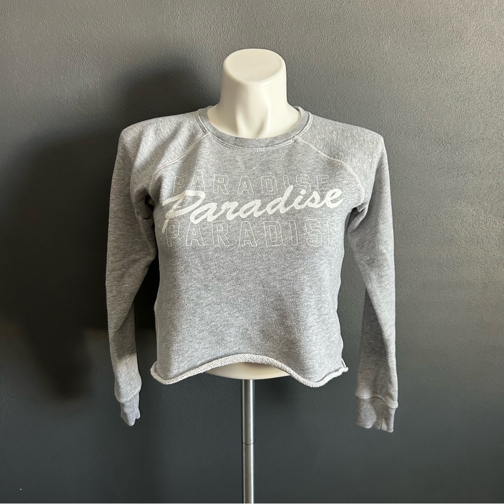 American Eagle Gray "Paradise" Cropped Sweatshirt